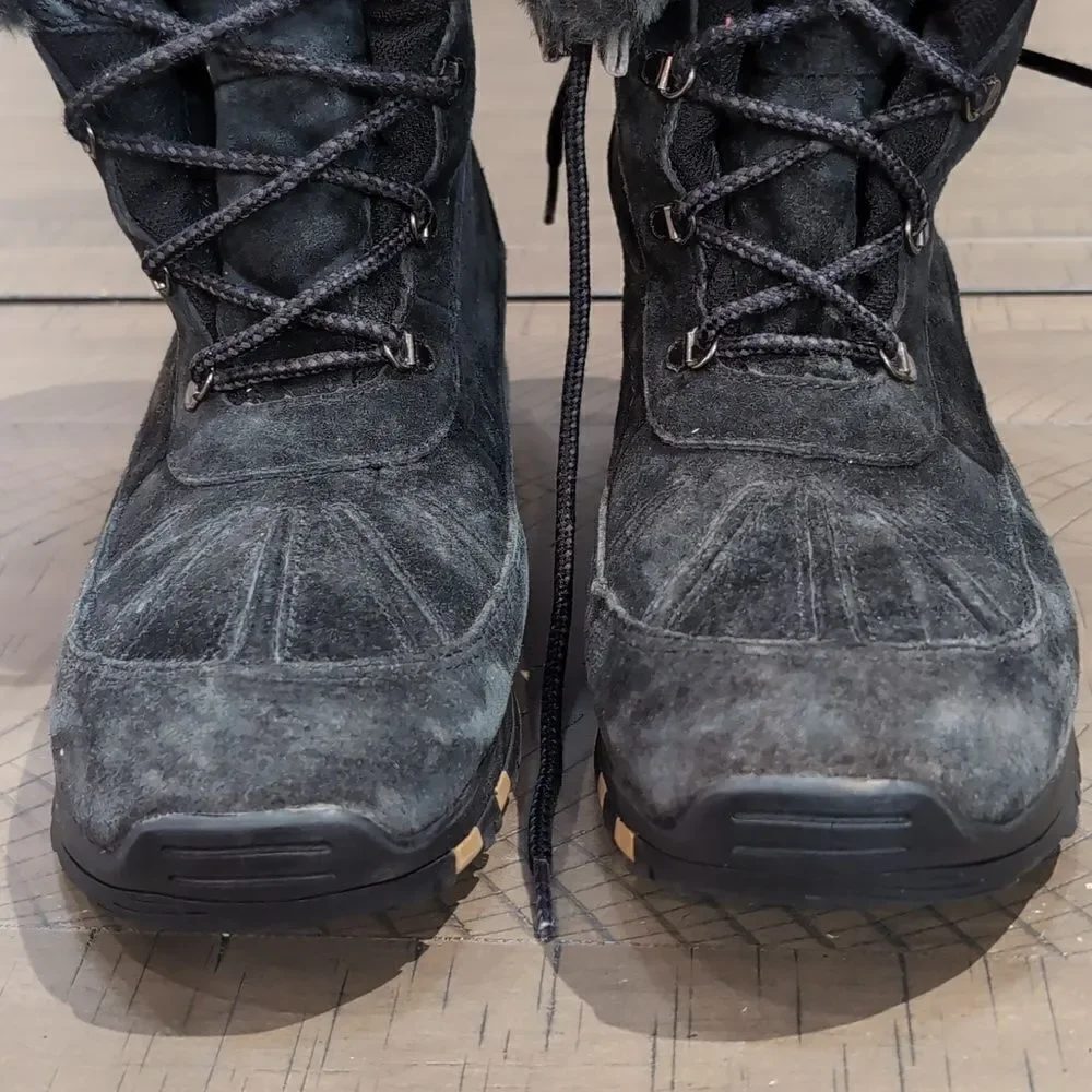 Columbia Black Suede Lavela Faux Fur Lined Lace Up Winter Women's Boots Size 10